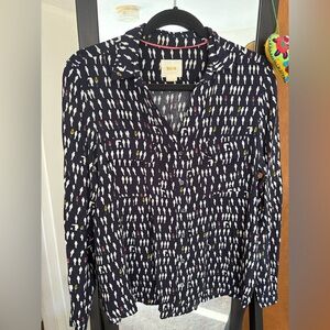 Maeve Blue Parrot Button Down Top (size 8)